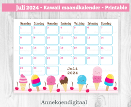 Juli 2024 kalender IJsjes - Kawaii