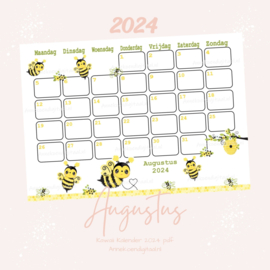 Augustus 2024 kalender Bijtjes - Kawaii