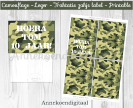 Camouflage traktatie zakje label