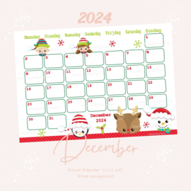 December 2024 kalender Kerst - Kawaii