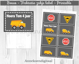 Bouw traktatie zakje label