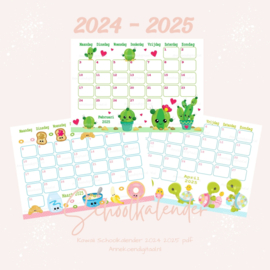 2024 - 2025 Schoolkalender Serie Kawaii