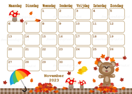 November 2023 kalender Herfst beren  - Beren
