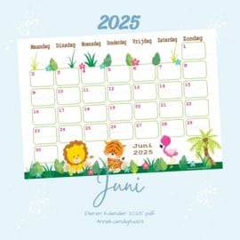 Juni 2025 kalender Jungle - Dieren