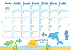 Augustus 2023 kalender Zeewereld - Dieren