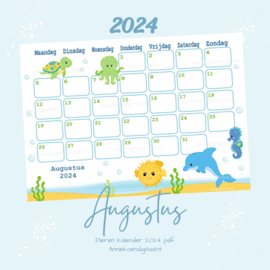 Augustus 2024 kalender Zeewereld - Dieren