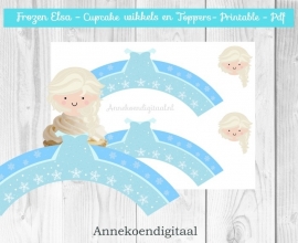 Frozen Elsa cupcake wikkels en topper