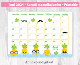 Juni 2024 kalender Ananas - Kawaii