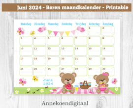 Juni 2024 kalender Picknick beren  - Beren