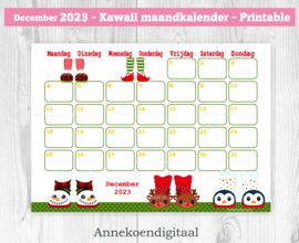 December 2023 kalender Kerst - Kawaii