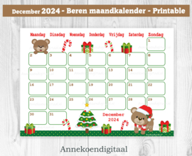 December 2024 kalender Kerst beren  - Beren