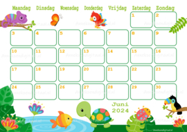 Juni 2024 kalender Regenwoud - Dieren