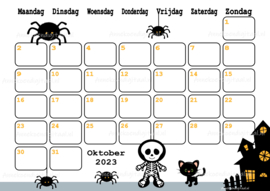 Oktober 2023 kalender Halloween - Beren en vrienden