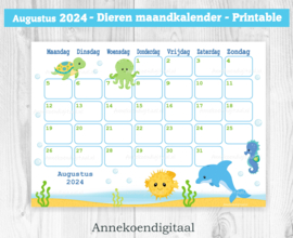 Augustus 2024 kalender Zeewereld - Dieren