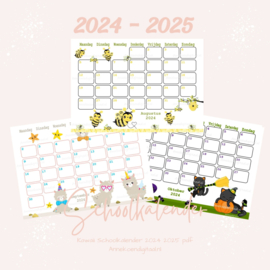 2024 - 2025 Schoolkalender Serie Kawaii