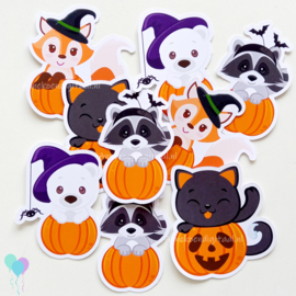 Traktatie plaatjes Halloween dieren (9 stuks)