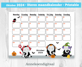 Oktober 2024 kalender Halloween Olifanten - Dieren
