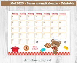 Mei 2023 kalender Pizza - Beren