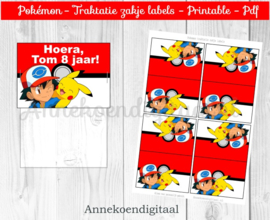 Pokemon traktatie zakje label