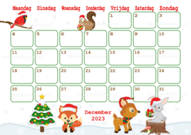 December 2023 kalender Kerst woodland - Beren en vrienden