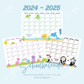 2024 - 2025 Schoolkalender Serie Dieren