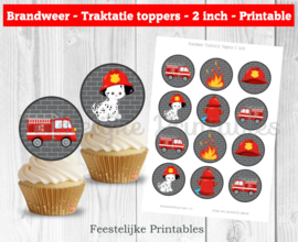 Brandweer traktatie toppers 2 inch