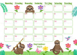 September 2023 kalender Luiaard - Beren en vrienden