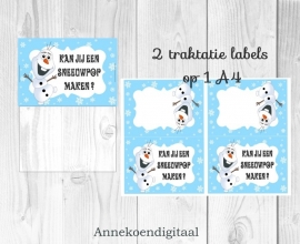 Frozen Olaf traktatie zakje label