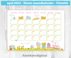 April 2023 kalender Paas trein - Dieren