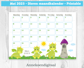 Mei 2023 kalender Draken - Dieren