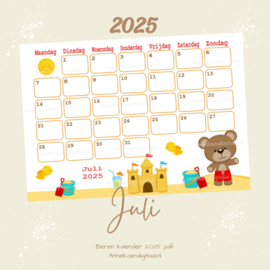 Juli 2025 kalender Strand beren  - Beren