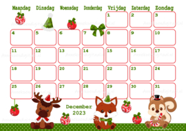 December 2023 kalender Kerst - Dieren