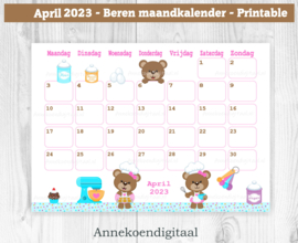 April 2023 kalender Koekjes bakken - Beren