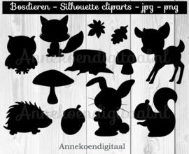 Bosdieren silhouette cliparts