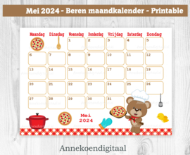 Mei 2024 kalender Pizza beren  - Beren