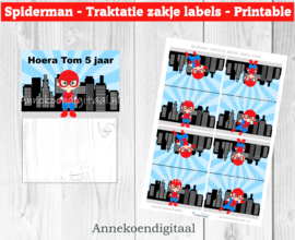 Spiderman traktatie zakje label