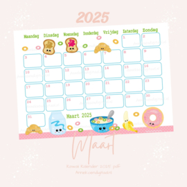 Maart 2025 kalender Cute Breakfast - Kawaii