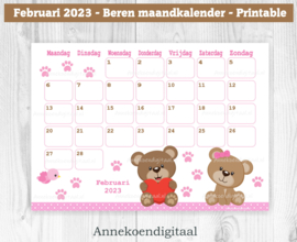 Februari 2023 kalender Valentijn - Beren