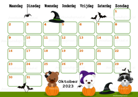 Oktober 2023 kalender Bosdieren - Dieren