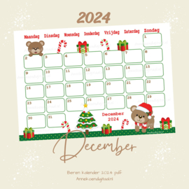 December 2024 kalender Kerst beren  - Beren