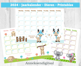 2024 Jaarkalender Serie Dieren