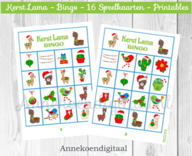 Kerst Lama Bingo spel