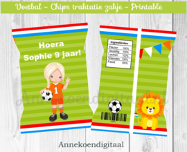 Voetbal meisje chips traktatie zakje blond haar