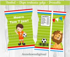 Voetbal jongen chips traktatie zakje bruin haar