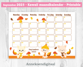 September 2023 kalender Katten - Kawaii