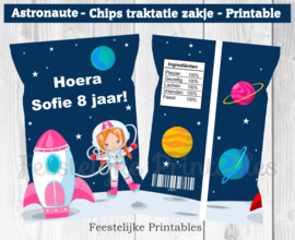 Astronauten chips traktatie zakje meisje