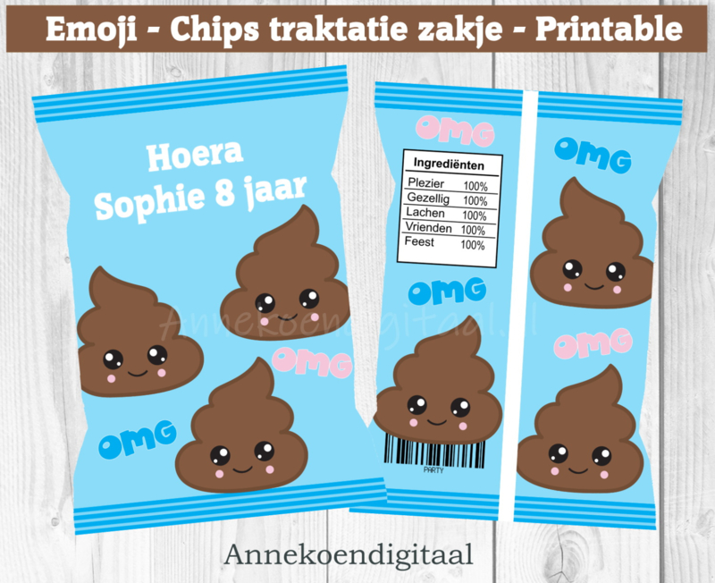 Emoji poep chips traktatie zakje