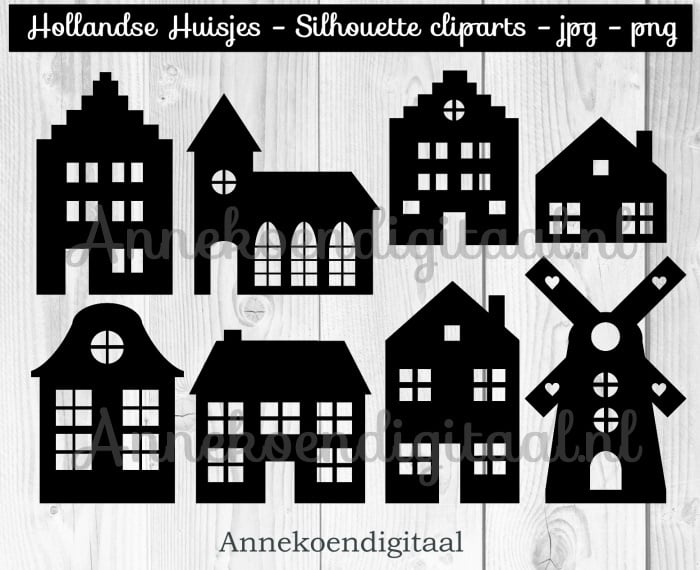 Hollandse Huisjes silhouette cliparts