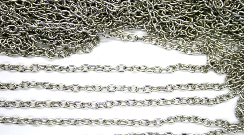 Kabel ketting ovaal 4x3 mm. platinum.