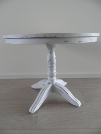 Wit rond houten tafeltje met mooie poot VERKOCHT